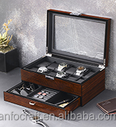 Boîte à montres en bois élégante avec couvercle en verre, grande collection, présentoir, organisateur, rangement et organisation à domicile