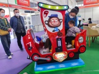 Manège à monnayeur en fibre de verre CE, type train singe parent-enfant, pour enfants, avec jeux vidéo, pour parcs d'attractions intérieurs