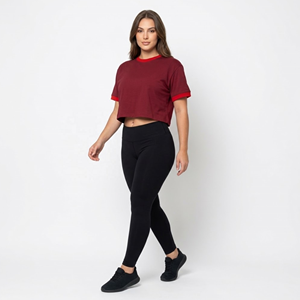 Camisetas Personalizables de Color Rojo para Mujer, Camisetas Transpirables de Algodón para Uso Diario, para Colecciones de Boutique - Product Image 3