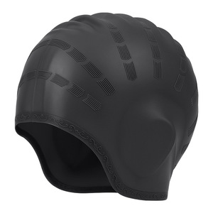 Silicone Swim Cap With Ear Protection Solid Color Unisex Adult Swimming Hat 18.5cm Opening Waterproof Swimwear Accessory - Product Image 2