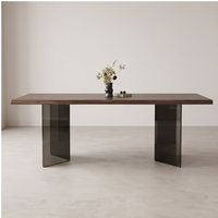 Wabi Sabi Massivholz Esstisch und Stühle Set aus Schwarzem Walnussholz Farbverlauf Acryl Kleine Wohnung Möbel