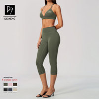 Nouvel Arrivage Ensemble de Sport Uni pour Femme : Soutien-gorge de Fitness Col V Dos Croisé et Legging Taille Haute Effet Push-up Fessier, Ensembles de Yoga