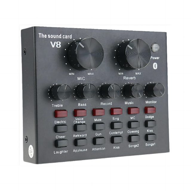 Demao V8 Usb External Sound Card for Mobile Computer Audio Interface Sound Card Whit BT
