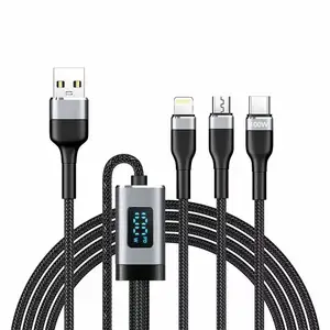 Fast Charging 100W 3 in 1 USB Date cable Led Digital Display mobile phone laptop tablet cord