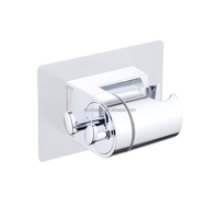 Support de Douche Mural Adhésif Puissant Étanche pour Hôtels, Support de Pommeau de Douche Portable en Plastique ABS Noir Finition Chromée