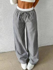 Nouveau style 2026 – <span class=keywords><strong>Pantalon</strong></span> large décontracté à rayures et carreaux pour femme, coupe ample, style européen, prix réduit - Product Image 2