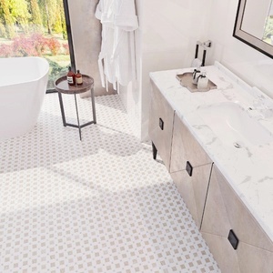 Captivating Geometric Design Elegant <strong>White</strong> Cream Marfil Natural Marble <strong>Mosaic</strong> <strong>Tile</strong> for Interior Wall Villa Use European Style - Product Image 2