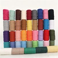 Fil de cordon coloré 100% coton de 1 mm, 3 brins torsadés, pour sac au crochet fait main, décoration de boîte cadeau DIY, modèle rond