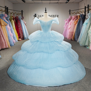 Vestido de quinceañera elegante estilo cuento de hadas, color azul cielo, con falda de tul plisada en capas, para fiesta de noche, modelo Dy1520, marca Jancember. - Product Image 2