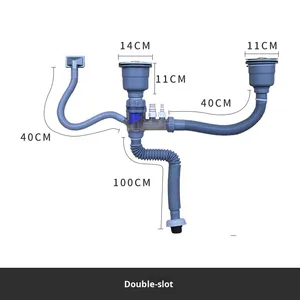 Juego de Desagüe para Fregadero de Cocina de Acero Inoxidable, Fregadero Individual y <span class=keywords><strong>Doble</strong></span>, Lavavajillas, Desagüe Grueso y Duradero, Antiolores y Antiobstrucciones - Product Image 6