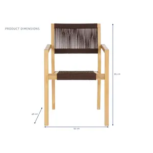Set Tavolo 5 Pezzi in Teak e Corda 90x90x75 54x56x84 Marrone - Product Image 4