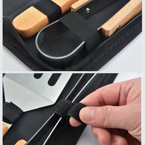 Gemeitour xách tay Phong cách Hàn Quốc BBQ nấu ăn Công cụ thiết lập ngoài trời thép không gỉ tay cầm bằng gỗ Oxford túi <span class=keywords><strong>4</strong></span>-6 mảnh nhà máy - Product Image 2