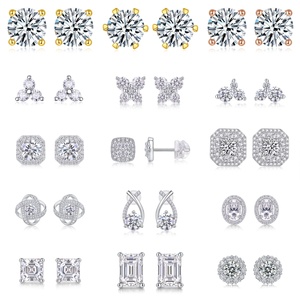 High Quality 10K 14K 18K Lab Grown Diamond Stud <strong>Earrings</strong> Pass Diamond Tester Screw <strong>Back</strong> Cluster 12mm Size - Product Image 4