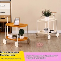 Table d'appoint de canapé en forme de lune, chariot de style nordique crème pour salon, table basse mobile avec étagère de rangement, fabriquée sur mesure par le fabricant