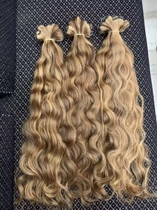 100% Remy Russian Brown Hand <b>Tied</b> Double Drawn Double Weft Seamless Indian Human <b>Hair</b> Extensions Genius Weft - Product Image 3