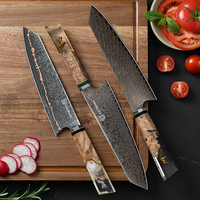 Couteau Kiritsuke personnalisé de 8 pouces, ensemble de couteaux de cuisine en acier Damas cuivré à 33 couches, couteau de chef à cœur VG10, manches en bois stabilisé et résine