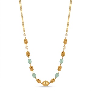 Collier Mala antique en argent 925 avec perles vertes aqua et accents de perles, bijoux ethniques traditionnels pour femmes - Product Image 2