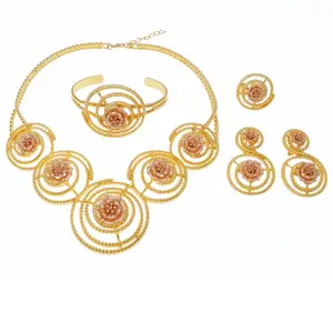 Latest Design Fashion Gold Plated Jewelry Set Wedding Party Gift Birthday wholesale Popular Jewels