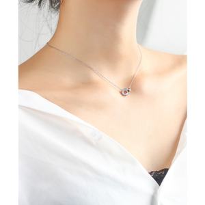 Collar de Moda con Colgante de Conchas Entrelazadas, Círculos Dobles de Plata de Ley para Boda, Compromiso, Fiesta, Tipo Cadena - Product Image 5