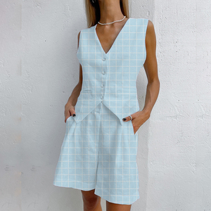 Conjunto de Chaleco y Pantalones Cortos de Verano, Traje Casual sin Mangas para Mujer, Conjunto de Dos Piezas a la Moda - Product Image 6