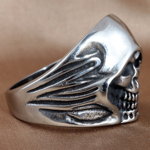 Skull <b>Ring</b> Men's Stainless Steel Silver Geometric Skeleton Design Punk Jewelry Gift 213045 - Product Image 3