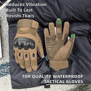 Stock High Quality Tan Waterproof Hunting Men Combat Tactical <b>Gloves</b> Winter Fleece Anti-Vibration Nylon Reinforced Cuff 26cm - Product Image 3