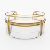 Conception de bande lumineuse led de luxe métal or verre vitrine bijoux modernes kiosque pour centre commercial