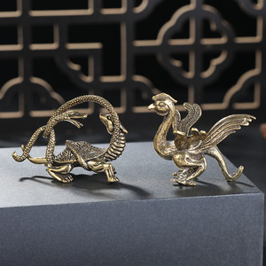 Juego de 4 Estatuas de Latón de las Cuatro Bestias Divinas, Decoración de Escritorio Feng Shui, Artesanía Metálica para Regalo de Año Nuevo Chino - Product Image 2