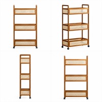 Chariot de rangement utilitaire en bambou, 3 niveaux, 35cm, 50cm, 70cm, mobile, pour la maison, la cuisine, la chambre, le balcon, vente en gros, directement du fournisseur