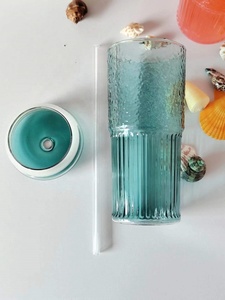 Gobelet personnalisé en verre borosilicate de 600 ml avec couvercle et paille, style <span class=keywords><strong>vintage</strong></span>, compatible lave-vaisselle et <span class=keywords><strong>micro</strong></span>-ondes, grande capacité pour Boba/jus - Product Image 5