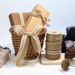 Gulungan pita goni dapat terurai warna alami bungkus Hadiah Natal terbuat dari poliester tahan lama - Product Image 5