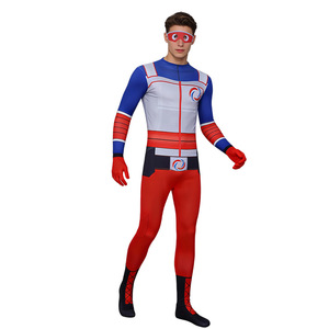Superboy <b>Cosplay</b> Costume Men Bodysuit Jumpsuit With Eye Mask <b>Anime</b> Superhero Outfit - Product Image 1