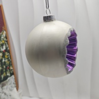 Réflecteur sphérique en verre violet à succès avec reflets argentés, idéal pour la décoration de Noël et des fêtes à la maison
