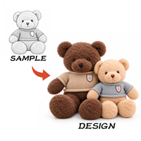 Ours en peluche personnalisé, grand modèle, vêtu, coussin décoratif, animal en peluche mignon, vente en gros, cadeau d'anniversaire, décoration intérieure, coussin de canapé