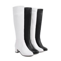 Nouvelles Bottes Hautes Noires Minimalistes pour Femme 2026, Talon Carré Rond, Fermeture Éclair Latérale, Bottines d'Extérieur Formelles, Bottes de Mollet