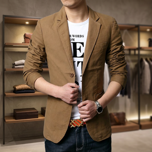 Blazer en coton ajusté pour homme, automne-hiver, simple boutonnage, décontracté, streetwear, manteau fin, grandes tailles 6XL, vente en gros - Product Image 4