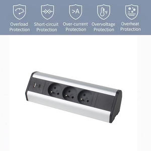 Boîte de <span class=keywords><strong>prise</strong></span> de courant de bureau couleur argent <span class=keywords><strong>pince</strong></span> enfichable à 4 voies 3 prises ca Ports USB pour bureau de table - Product Image 4