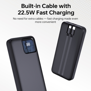 Banco de Energía de Carga Rápida de 10000 mAh con Entrada Dual, Cables Tipo C e <span class=keywords><strong>iOS</strong></span> Integrados, Pantalla LED, Cargador Portátil - Product Image 2