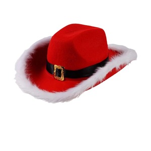 Mũ cao bồi Santa thời trang sequin furred mũ đỏ trang trí mũ giáng sinh - Product Image 1