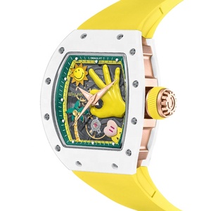 Đồng hồ cơ tự động nam phong cách Hip Hop sang trọng, vỏ gốm hình thùng rượu, kính sapphire, dây cao su, đồng hồ chính hãng - Product Image 6