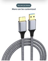 Kabel Data USB 3.0 a ke Micro B dengan Plug Berlapis Emas, Jalinan Nilon, Kabel Transfer Kecepatan Tinggi untuk Hard Drive Eksternal Mobile