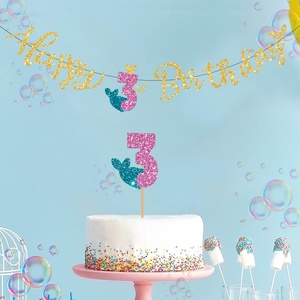 Bandierine Sospese a Tema Sirena per <span class=keywords><strong>Compleanno</strong></span>, Decorazioni Subacquee in Oro, <span class=keywords><strong>Rosa</strong></span> e Verde Acqua, Striscione Colorato - Product Image 4