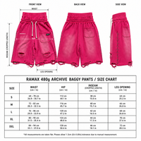Shorts baggy RAMAX Premium Archive 480g, style streetwear pour homme, avec cordon de serrage, déchirés, poids lourd