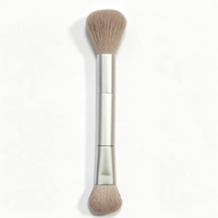 Pinceau professionnel double embout coudé pour le contour, manche en aluminium, pinceau Kabuki pour fond de teint, poudre et blush, logo personnalisé OEM