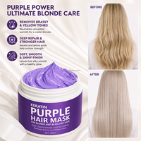 Masque capillaire violet SLUJ Private Label, qualité salon, masque tonifiant à la kératine pour neutraliser les tons jaunes