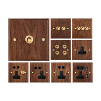 Interruptor de palanca de madera maciza de nogal LangYeao con palanca de latón, 10A 250V, placa de pared vintage retro con USB 5V 2.1A para el hogar y hoteles