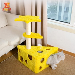 Arbre à chat moderne au design mignon en forme de fromage, meuble d'escalade amusant pour chats d'intérieur, en sisal, emballé en carton - Product Image 2