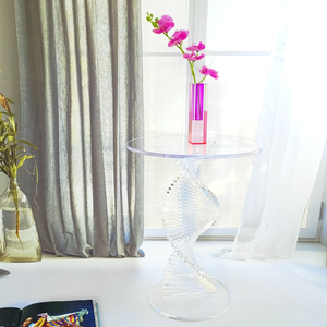 コーヒーテーブル高級リビングルーム家具小型ソファサイドテーブル家庭用装飾モダン透明アクリル丸型多目的コンソール - Product Image 3