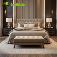 Ensemble de meubles de chambre d'hôtel en bois de frêne massif durable, résistant au feu, rembourré, pour hôtels de luxe 4-5 étoiles