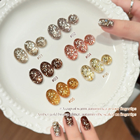 Missgooey Vernis à ongles gel pailleté ambre doré-brun, étiquettes personnalisées OEM, couleurs tendance pour l'automne/hiver, gel UV